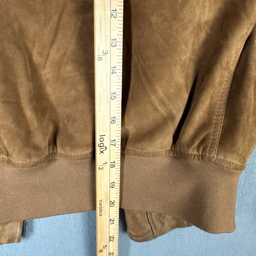 Theory Renna Suede Lamb Leather Bomber Jacket Brown Small Full Zip Pocket - Picture 9 of 9